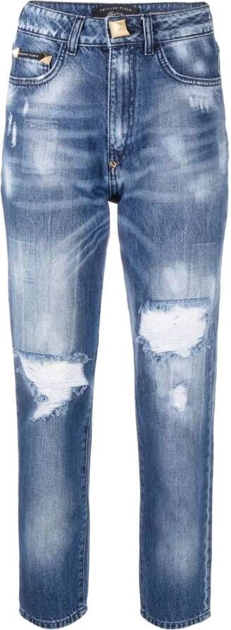 Philipp Plein Cropped jeans Blauw