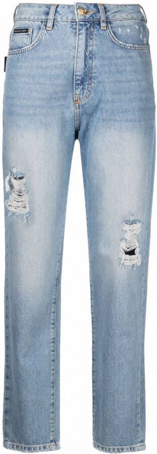 Philipp Plein Cropped jeans Blauw