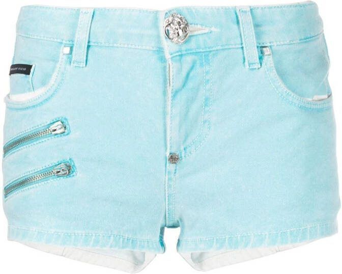 Philipp Plein Denim bikershorts Blauw