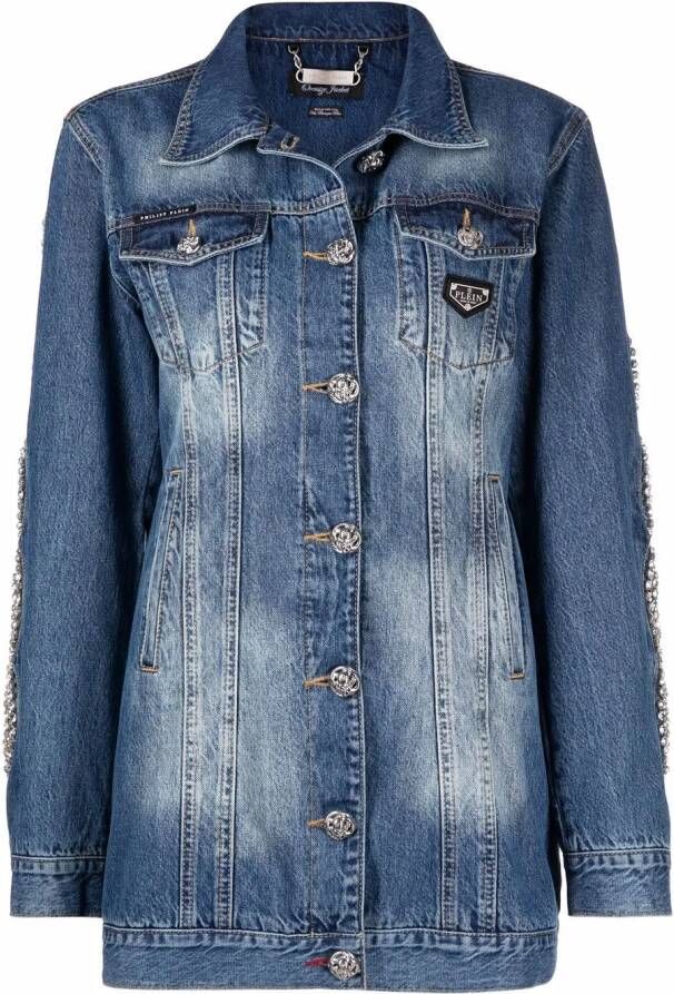 Philipp Plein Denim jack Blauw