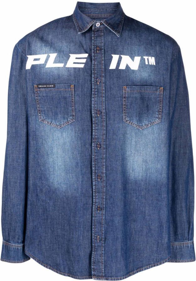 Philipp Plein Denim overhemd Blauw
