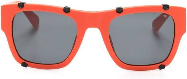 Philipp Plein Eyewear Zonnebril met vierkant montuur Oranje
