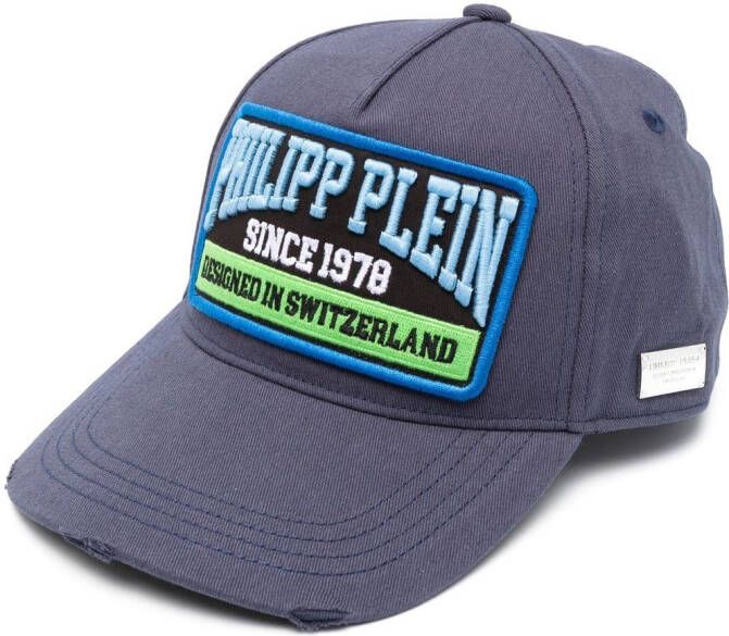Philipp Plein Gerafelde honkbalpet Blauw