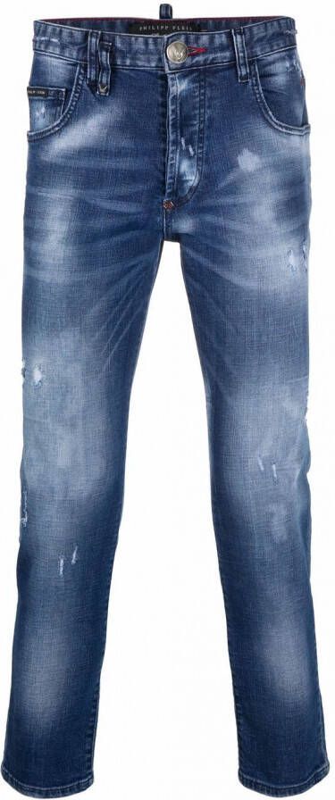Philipp Plein Gerafelde jeans Blauw