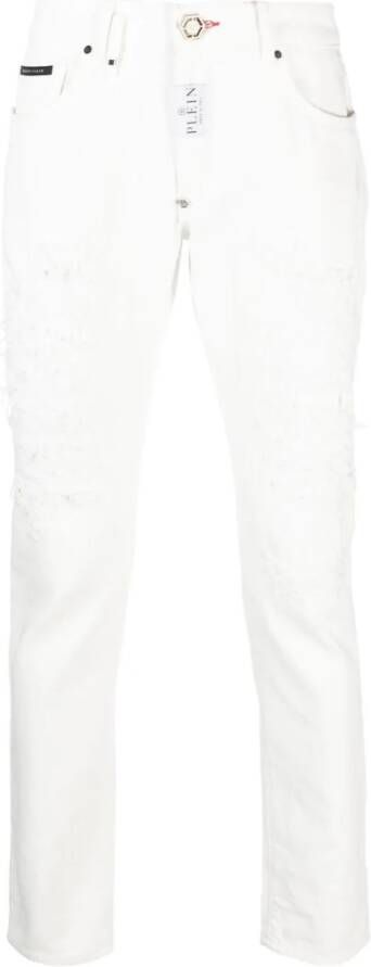 Philipp Plein Gerafelde jeans Wit