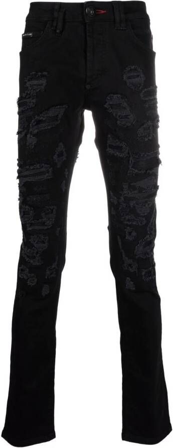 Philipp Plein Gerafelde jeans Zwart