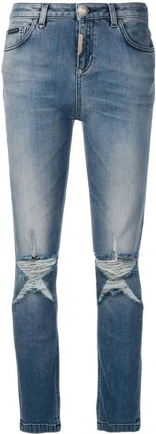 Philipp Plein gescheurde skinny jeans Blauw