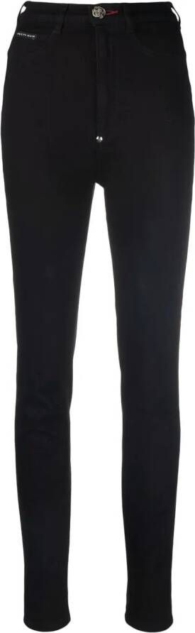 Philipp Plein High waist jeans dames Polyester katoen Elastane 25 Zwart