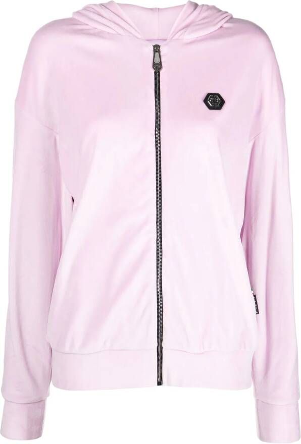Philipp Plein Hoodie met logopatch Roze