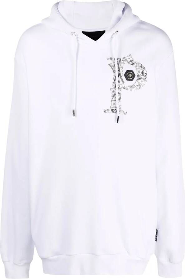 Philipp Plein Hoodie met logoprint heren Spandex Elastane katoen XXXL Wit