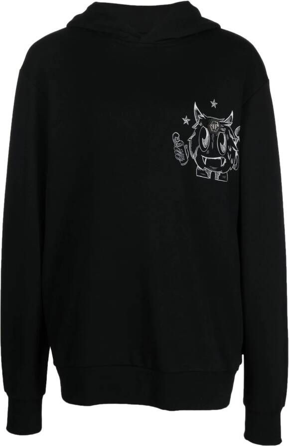 Philipp Plein Hoodie met monsterprint Zwart