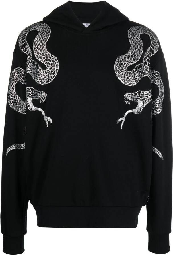 Philipp Plein Hoodie met slangenprint Zwart