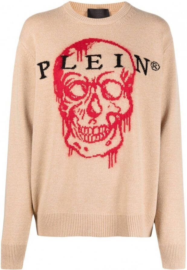 Philipp Plein Intarsia trui Beige