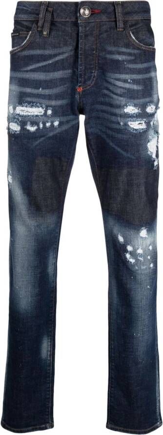Philipp Plein Jeans met bandanaprint Blauw