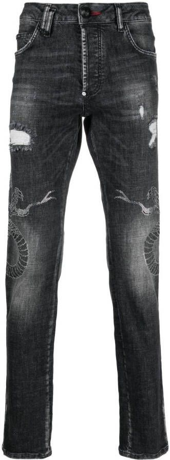 Philipp Plein Jeans met slangenprint Grijs