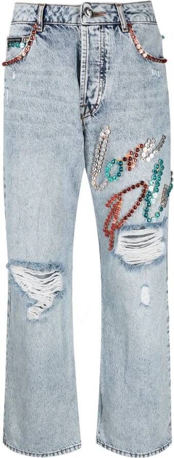 Philipp Plein Jeans met studs Blauw