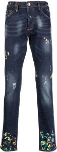 Philipp Plein Jeans met verfspatten Blauw