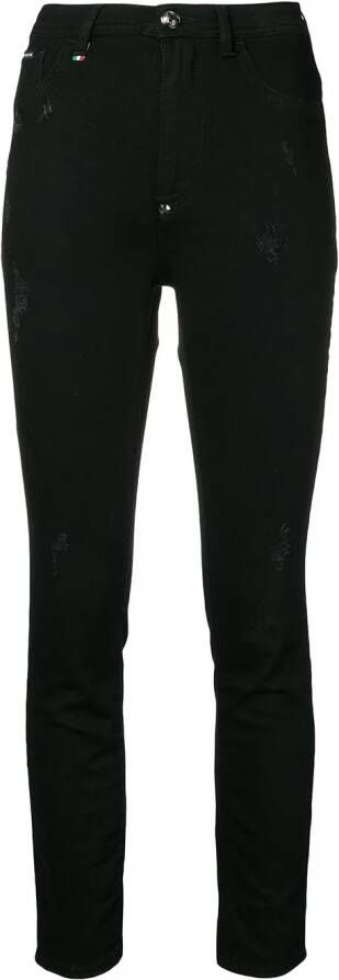 Philipp Plein Jegging met hoge taille Zwart