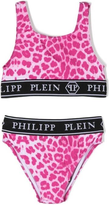 Philipp Plein Junior Bikini met luipaardprint Roze