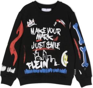 Philipp Plein Junior Sweater met graffiti-print Zwart