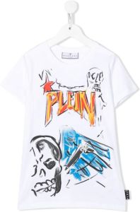Philipp Plein Junior T-shirt met grafische print Wit