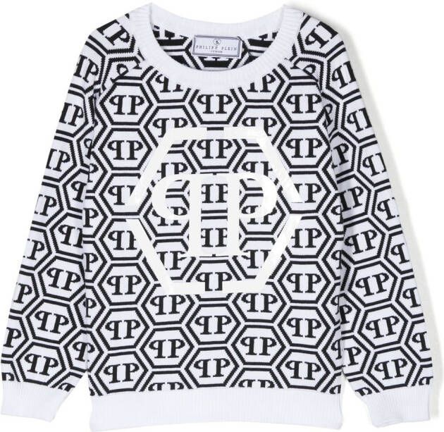 Philipp Plein Junior Intarsia sweater Zwart