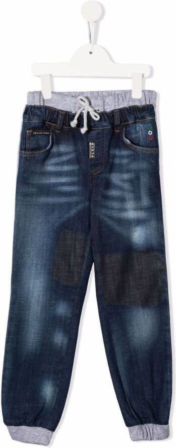 Philipp Plein Junior Jeans met trekkoordtaille Blauw