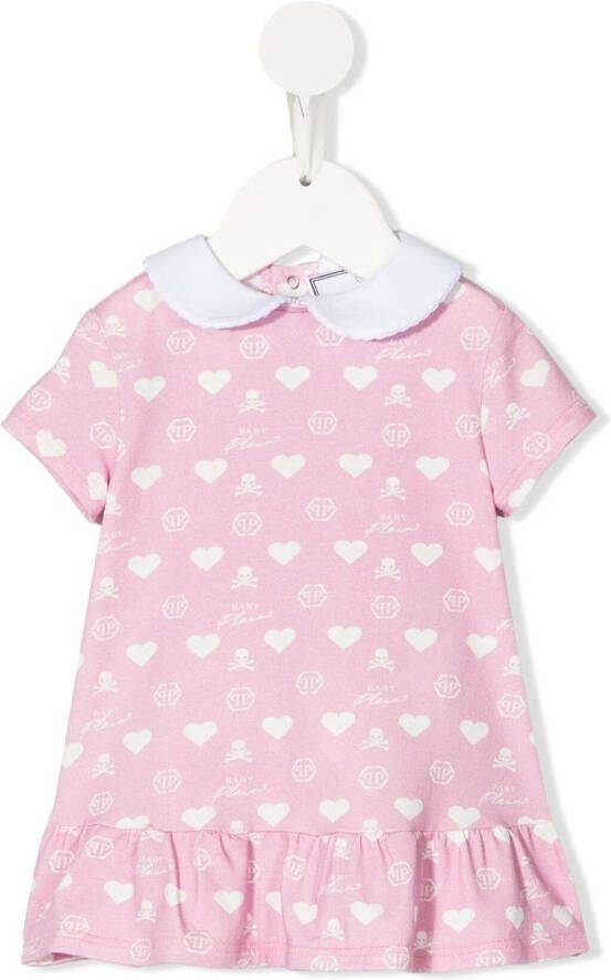 Philipp Plein Junior Jurk met ruches Roze