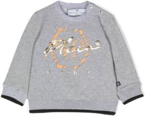 Philipp Plein Junior Sweater met logoprint Grijs