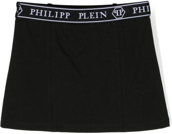 Philipp Plein Junior Mini-rok met logoband Zwart