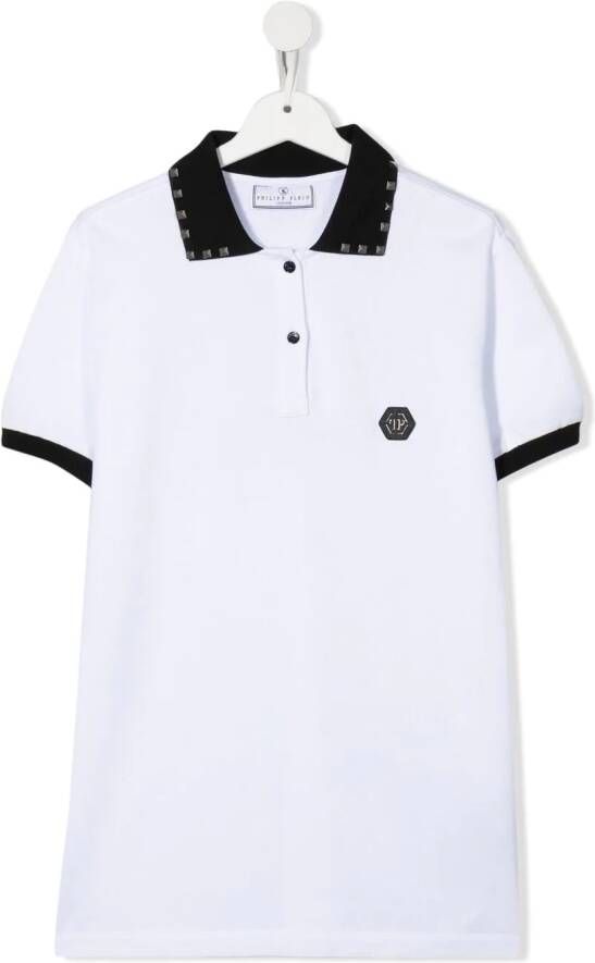 Philipp Plein Junior Poloshirt met logoprint Wit