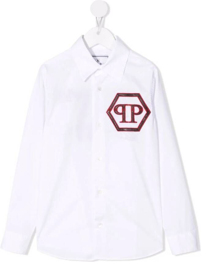 Philipp Plein Junior Shirt met borduurwerk Wit