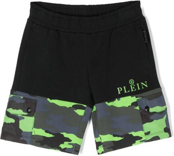 Philipp Plein Junior Shorts met camouflageprint Zwart