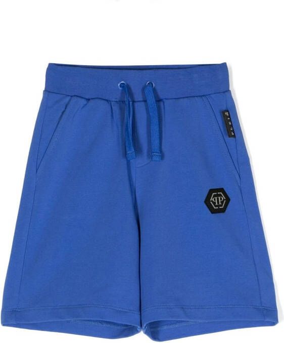Philipp Plein Junior Shorts met logopatch Blauw