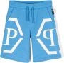 Philipp Plein Junior Shorts met logoprint Blauw - Thumbnail 1