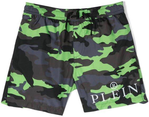 Philipp Plein Junior Shorts met print Groen