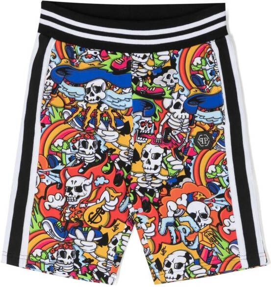 Philipp Plein Junior Shorts met print Zwart