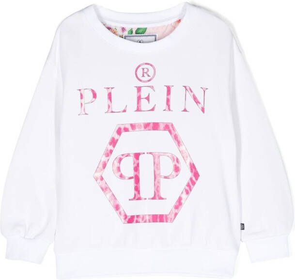 Philipp Plein Junior Sweater met logoprint Wit