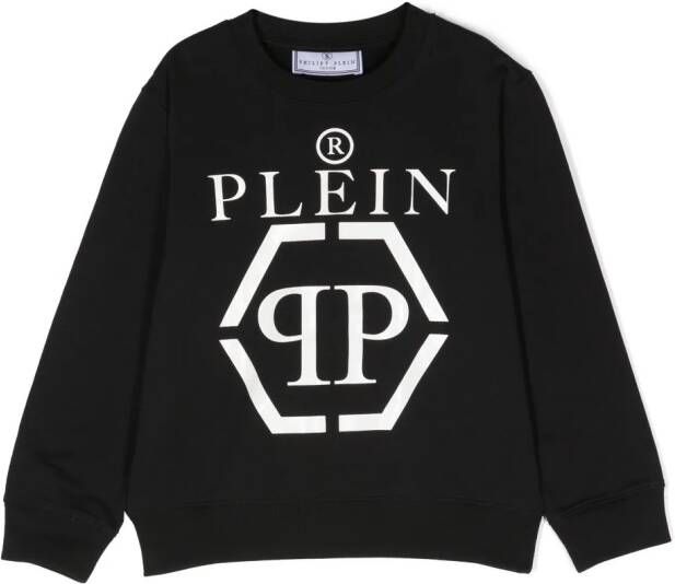Philipp Plein Junior Sweater met logoprint Zwart