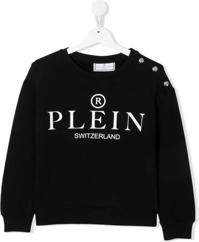Philipp Plein Junior Sweater met logoprint Zwart