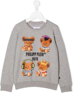 Philipp Plein Junior Sweater met teddybeerprint Grijs