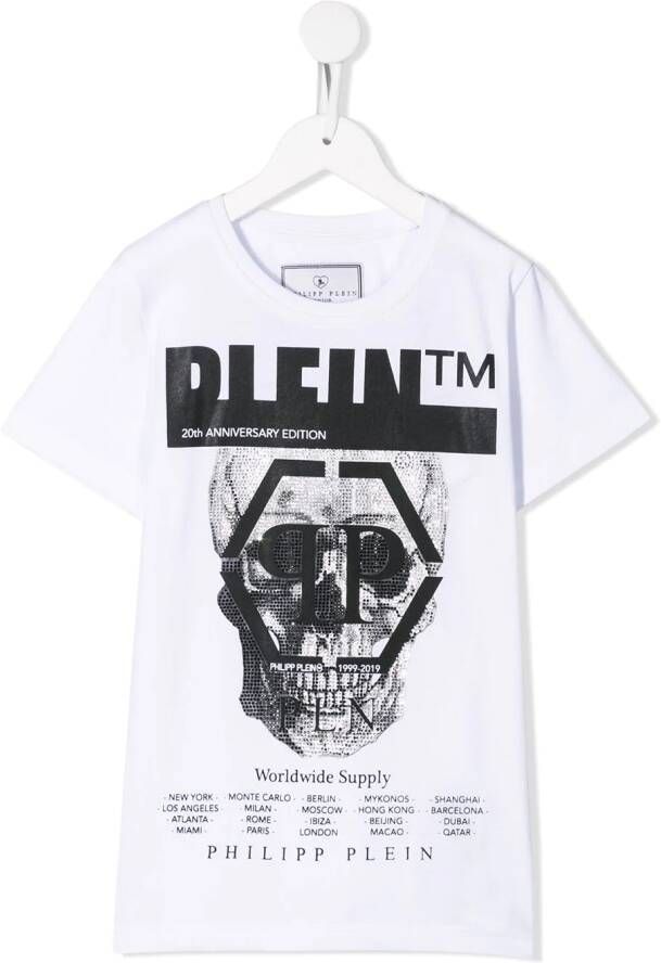 Philipp Plein Junior T-shirt met doodskop Wit