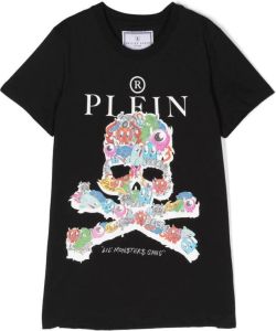 Philipp Plein Junior T-shirt met doodskopprint Zwart