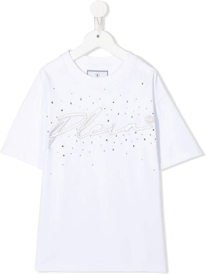 Philipp Plein Junior T-shirt met geborduurd logo Wit