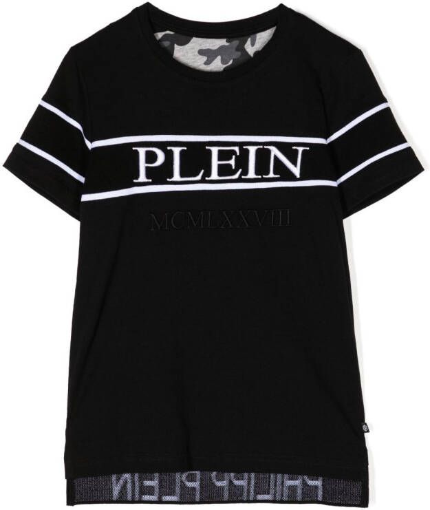 Philipp Plein Junior T-shirt met geborduurd logo Zwart