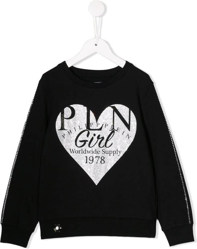 Philipp Plein Junior T-shirt met hartenprint Zwart