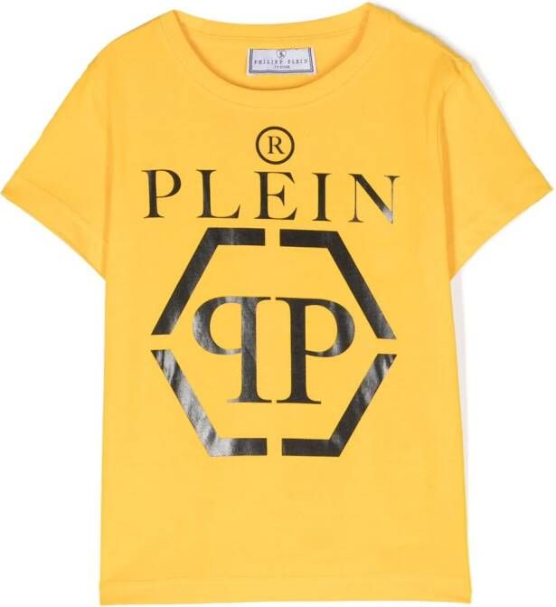 Philipp Plein Junior T-shirt met logoprint Geel