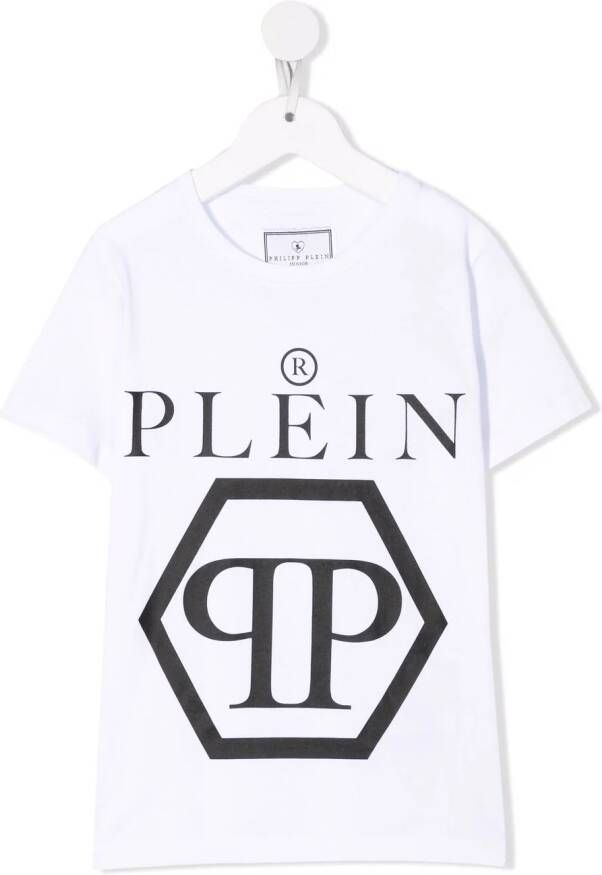 Philipp Plein Junior T-shirt met logoprint Wit