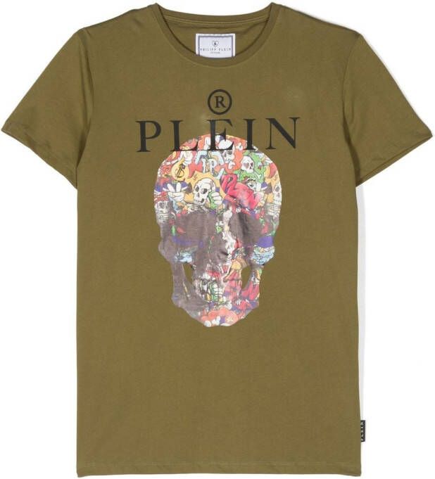 Philipp Plein Junior T-shirt met print Groen