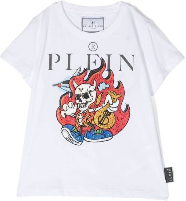 Philipp Plein Junior T-shirt met print Wit